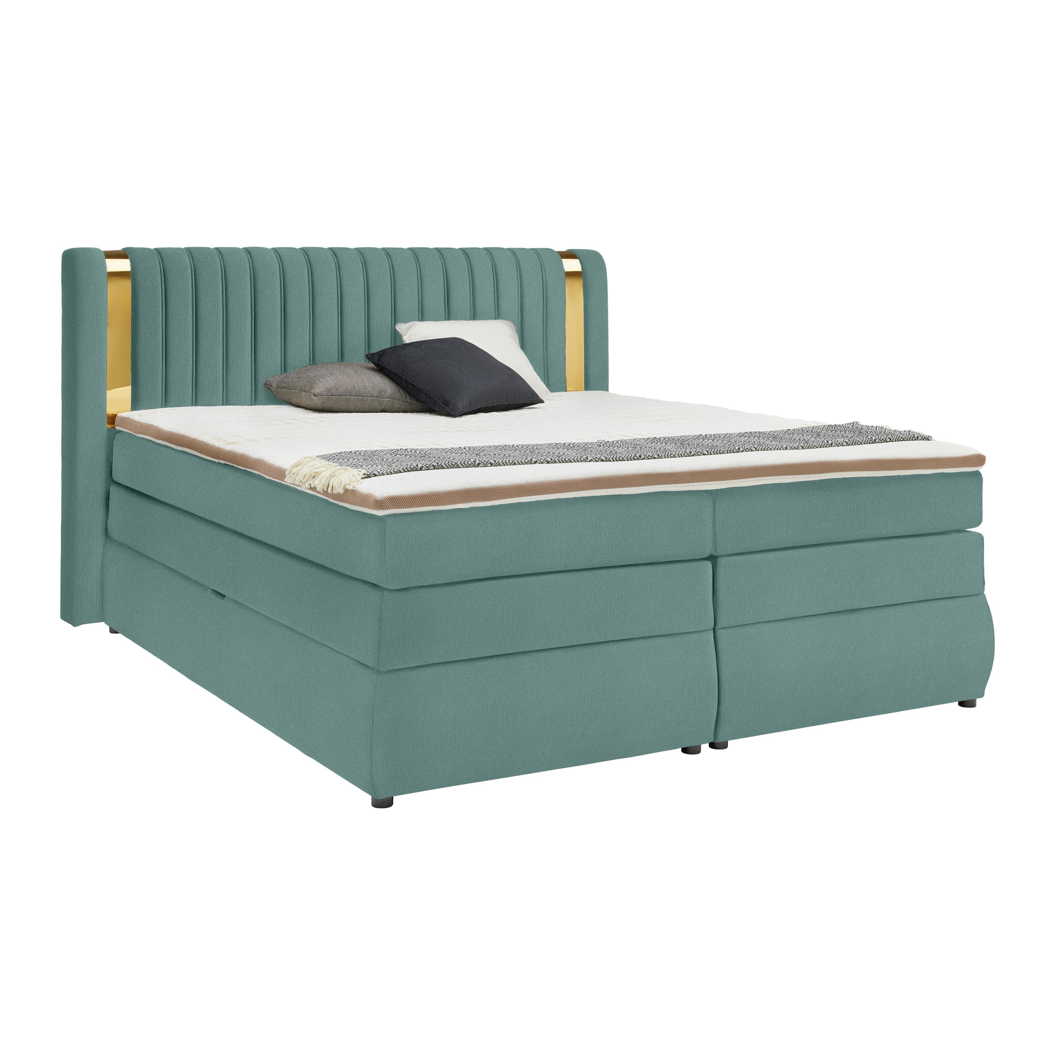 PAT BOXSPRING MINOLA GOLD EXKLUZIV - turcoaz, Konventionell, textil (160/200cm) - Premium Living