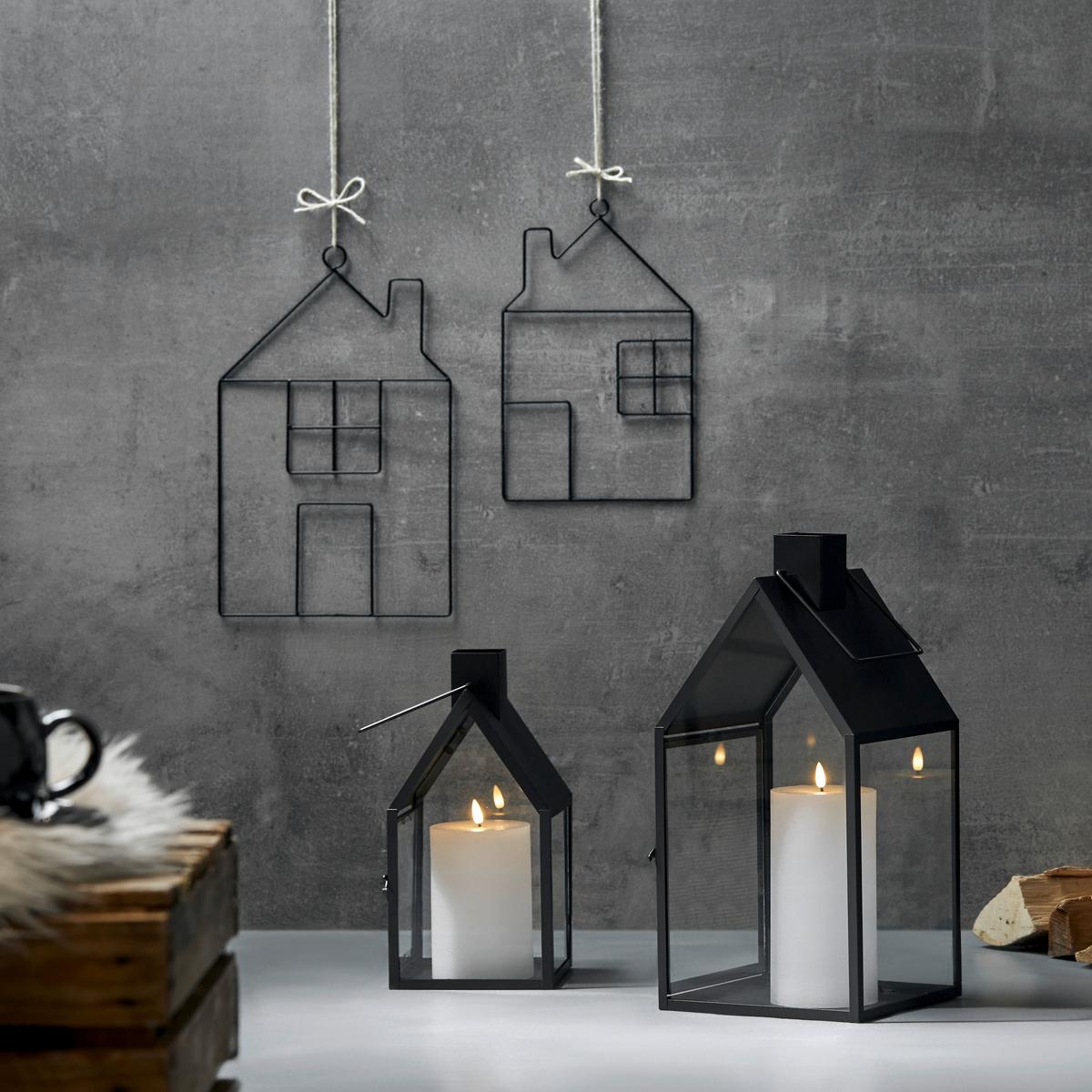 Felinar Nuovo - negru, Modern, sticlă/metal (16/33/16cm) - Premium Living