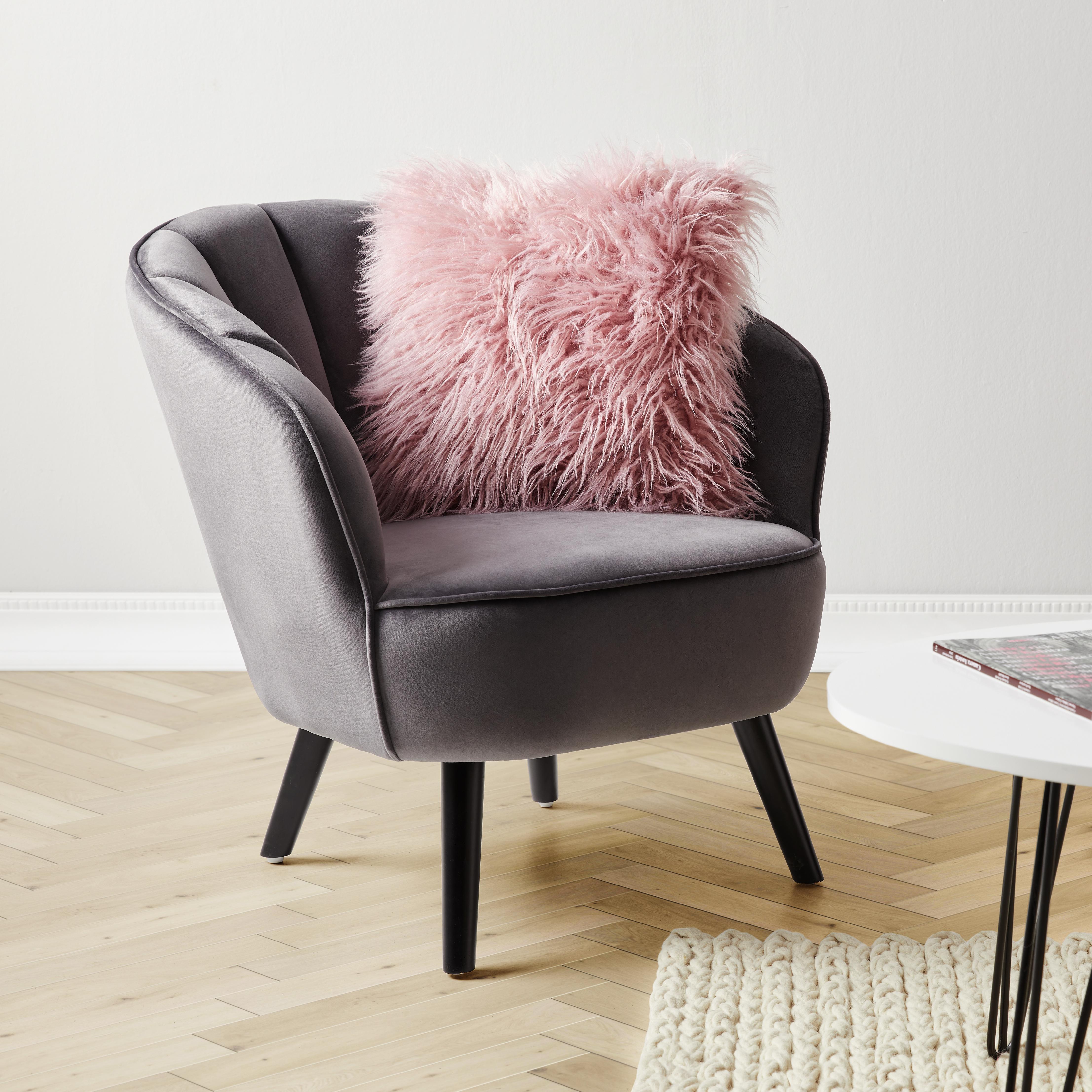 Sessel in Grau 'Luise' - Schwarz/Grau, MODERN, Holz/Textil (76/78/77cm) - Bessagi Home