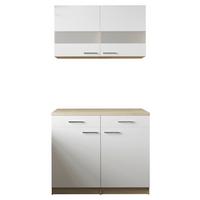 Bife Omara Merle, 100cm - srebrne barve/barve hrasta, Basics, kovina/steklo (100/200/60cm) - Respekta