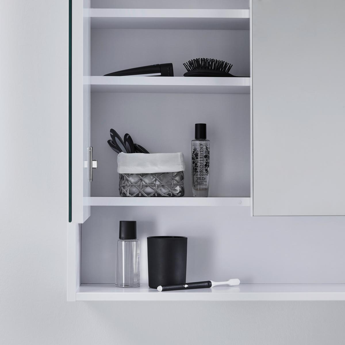 Badezimmer "Bennett" mit Waschbecken & Spiegelschrank - Weiss, Modern, Holzwerkstoff (100/184/44cm) - Bessagi Home