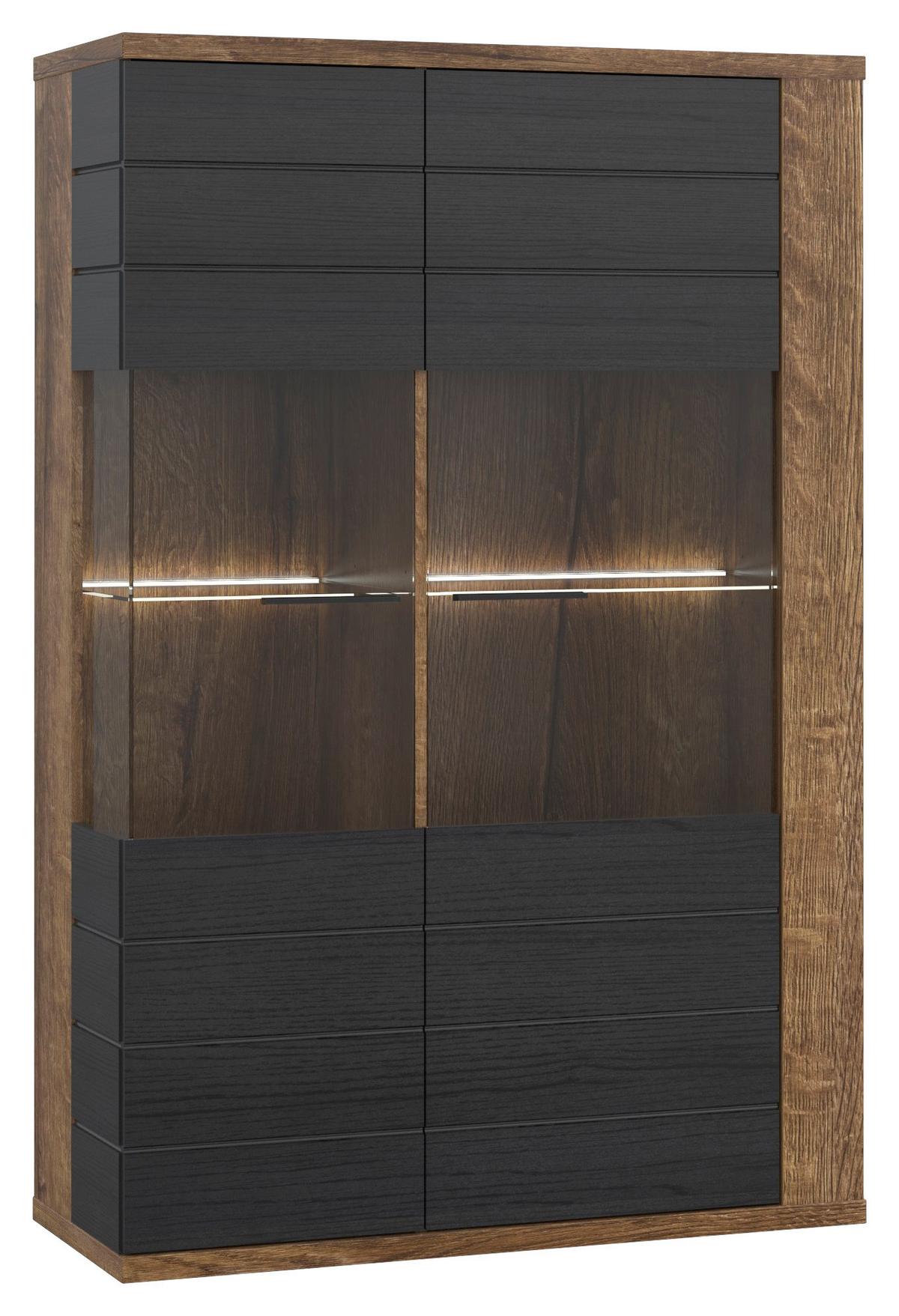 Vitrin Lacjum Lcjv521r-N09 - tölgyfa színű/fekete, Modern, műanyag/faalapú anyag (102,1/155,5/41,6cm)