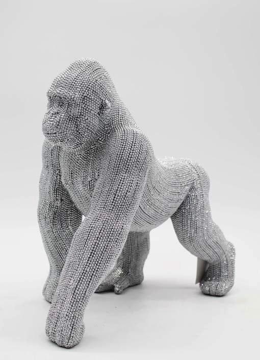 Szobor Sétáló Gorilla - ezüst/arany, Design, műanyag (30/28cm)