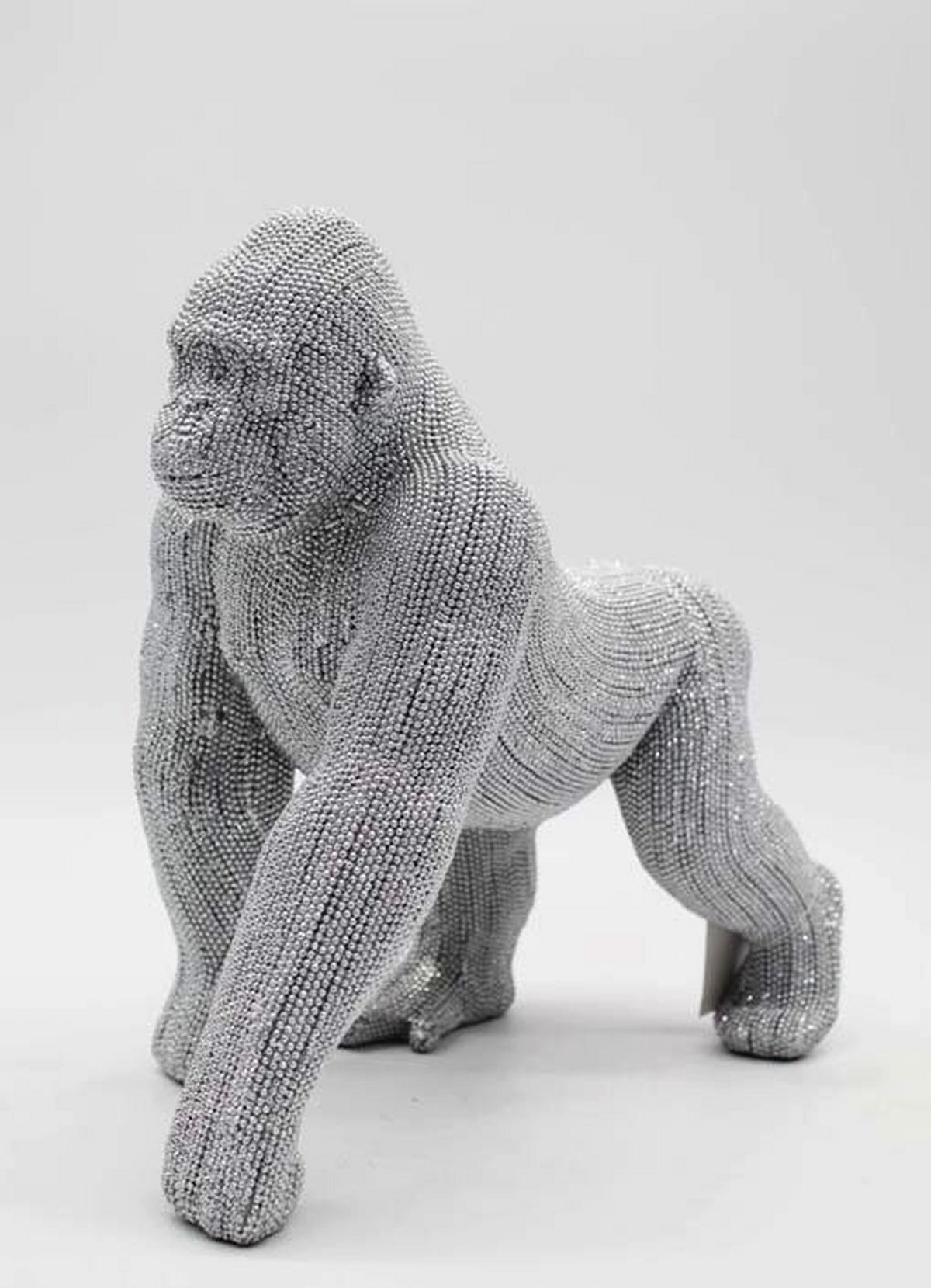 Szobor Sétáló Gorilla - ezüst/arany, Design, műanyag (30/28cm)