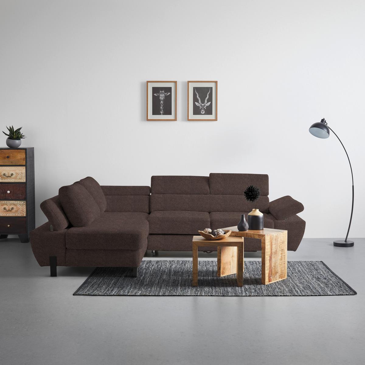 Kutna Garnitura Molina Mini - smeđa/crna, Moderno, tekstil/metal (189/277cm) - Mömax