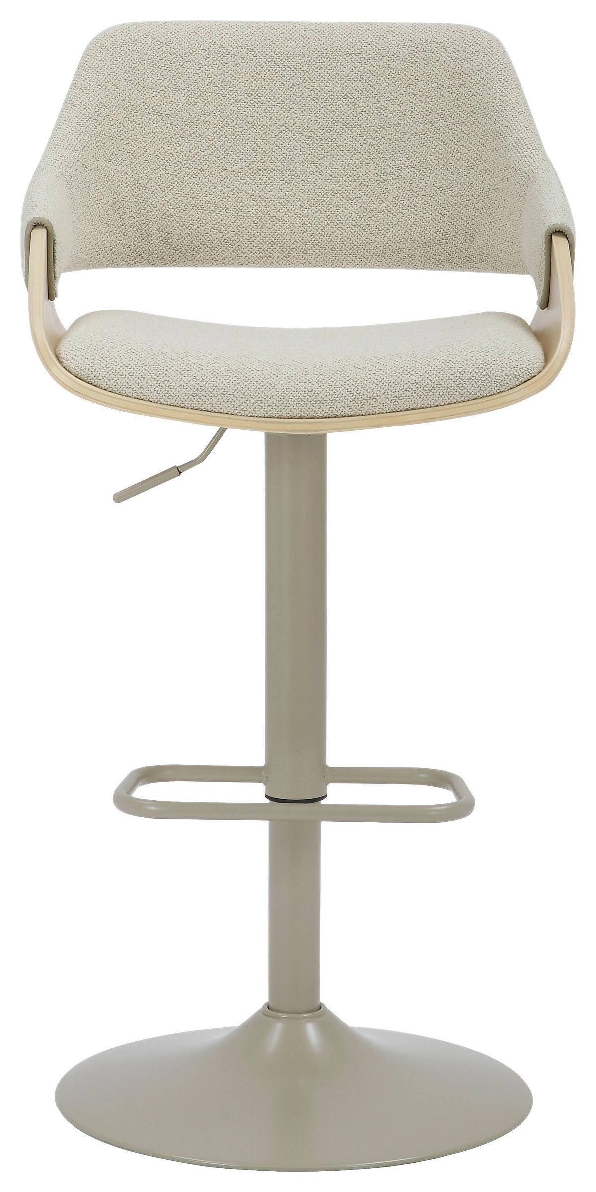 STOŁEK BAROWY FLORENTINA -HOM IN EXKLUSIV- - kolor dębowy/kremowy, Design, metal/drewno (51/90-111/51cm) - Hom`in