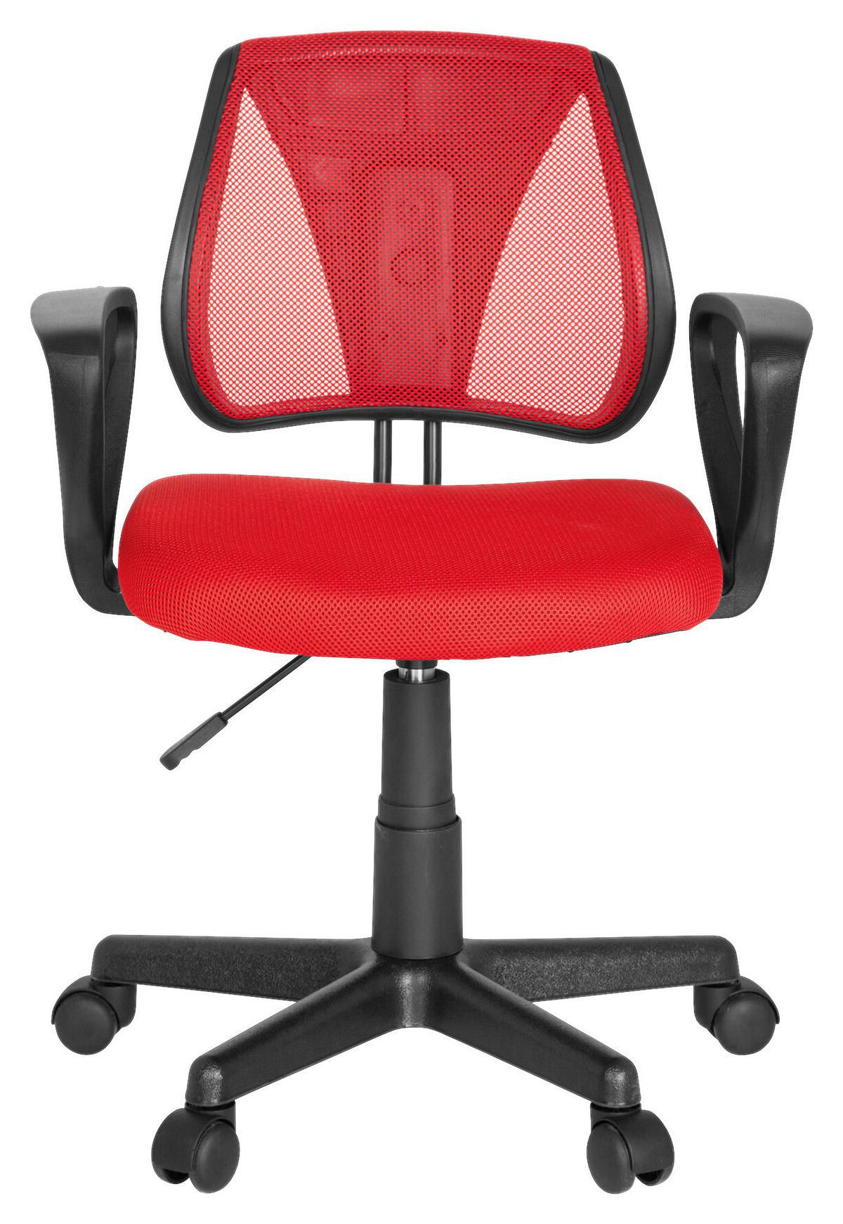 Jugenddrehstuhl Kiddy CD ca. 58x75-92x45 cm Rot - Rot/Schwarz, Basics, Kunststoff (58/75-92/45cm) - MID.YOU
