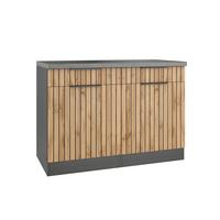 Küchenunterschrank Liverpool Eiche/Graphitfarben - Schieferfarben/Eiche Wotan, Basics, Holzwerkstoff/Metall (120/85/60cm) - Held