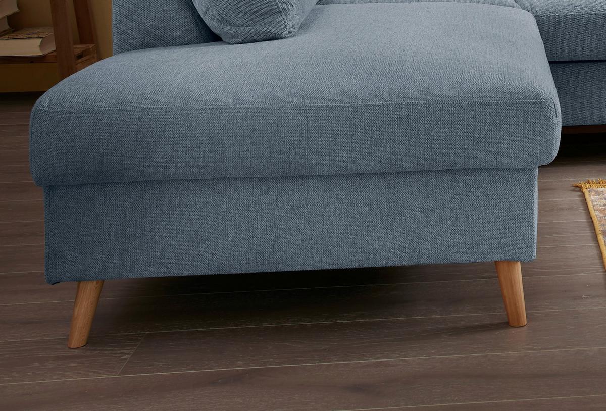 Wohnlandschaft Valentina Blau Struktur - Blau/Naturfarben, KONVENTIONELL, Holz/Textil (200/230cm) - P & B