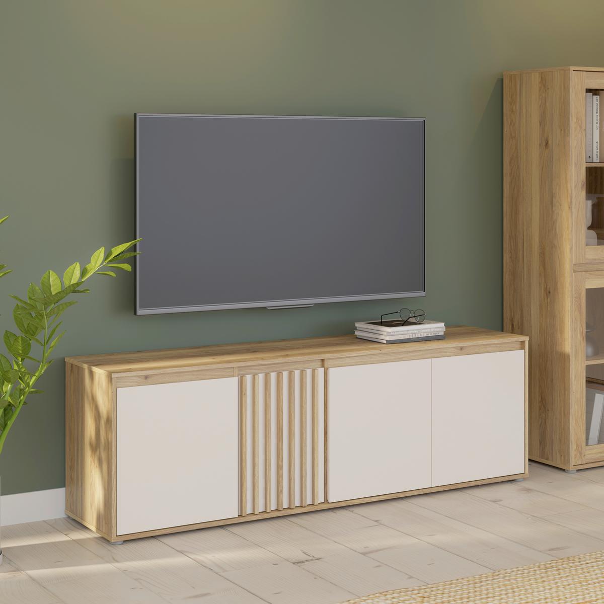 Tv Komoda Eliston - siva/boje hrasta, Natur, drvni materijal/plastika (174,3/56,1/41,5cm) - Modern Living