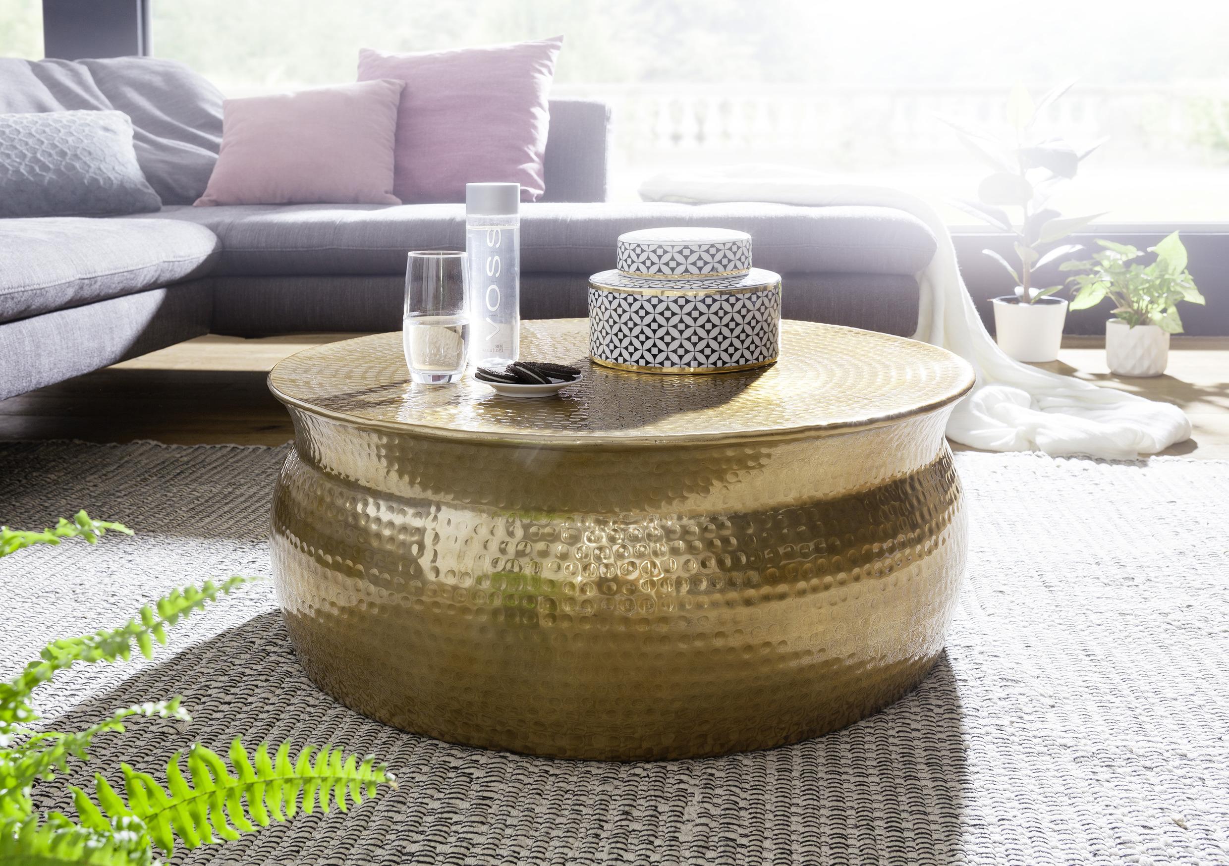 Couchtisch Karam Ø ca. 75 cm Alu Gold - Goldfarben, LIFESTYLE, Metall (75/75/31cm) - MID.YOU