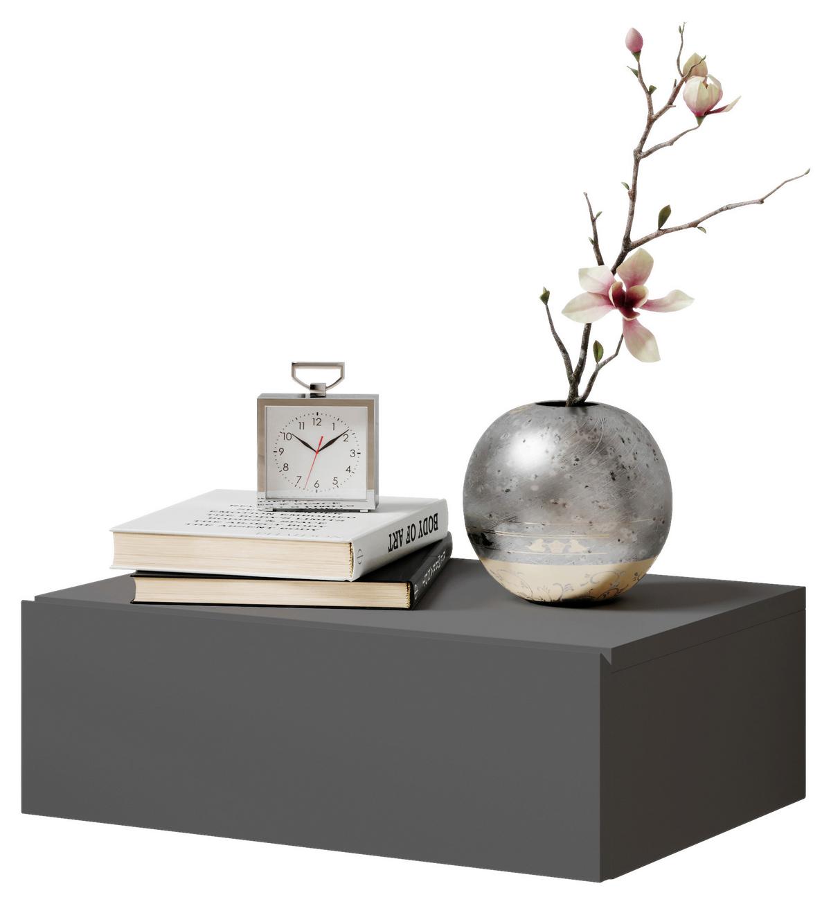 SZAFKA NOCNA TAJO - kolor grafitowy, Modern, materiał drewnopochodny (42/14/30cm) - Livetastic