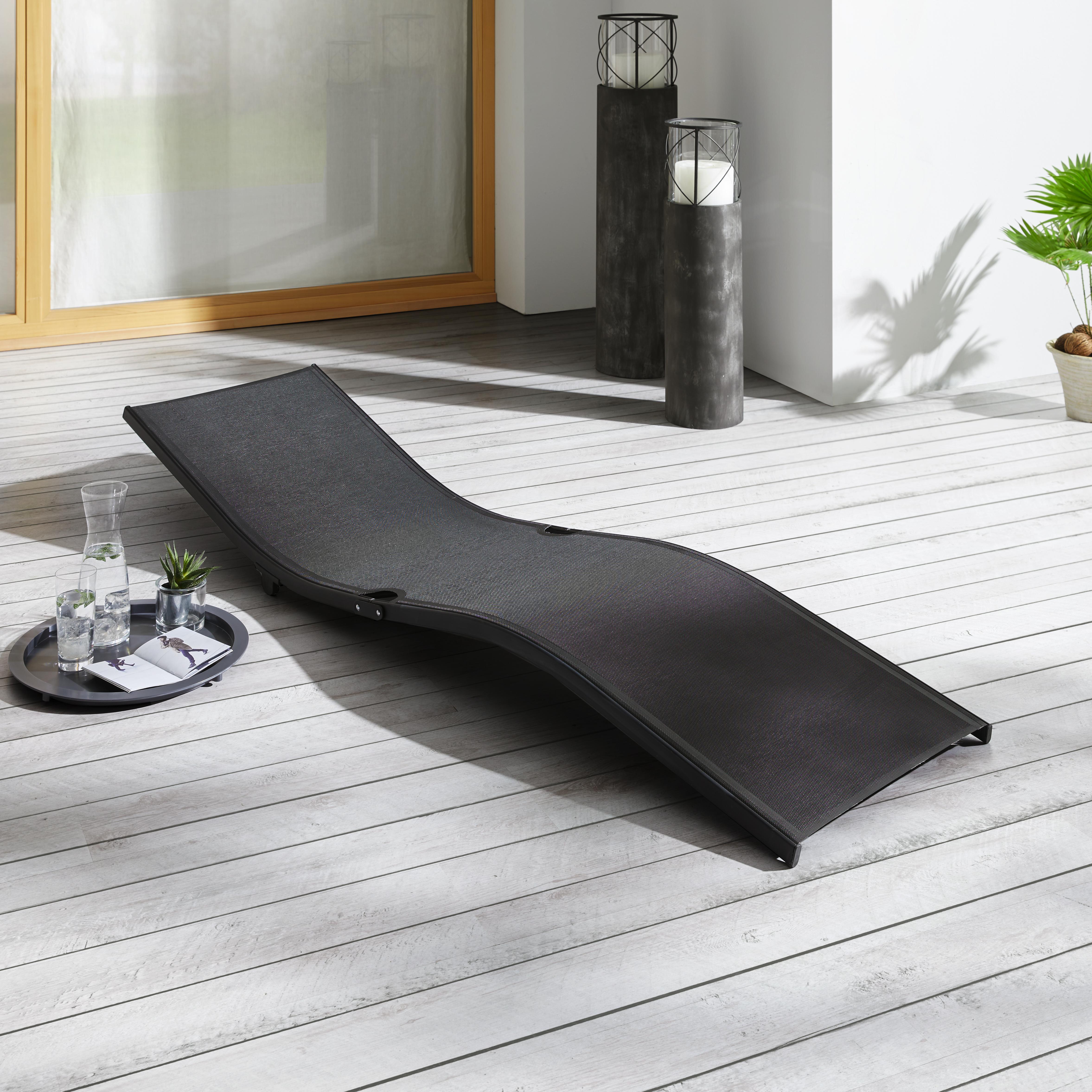 Gartenliege Jada - Schwarz, MODERN, Textil/Metall (49,5/20/177cm) - Bessagi Garden