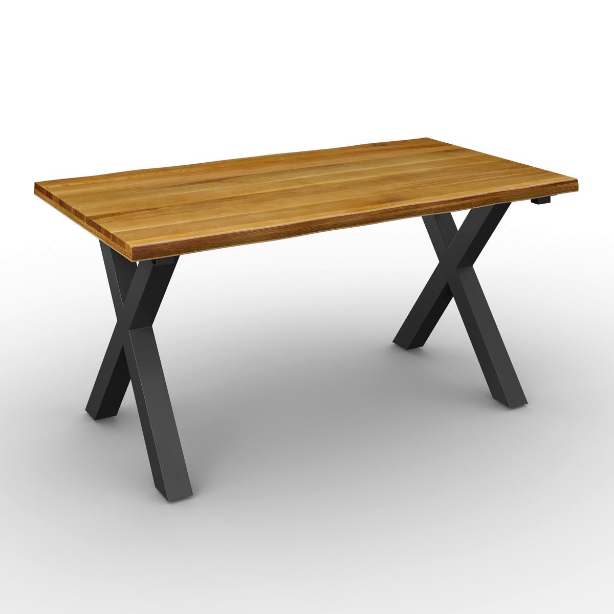 Ausziehtisch Ariano Eiche Echtholz ca. 160-240/90/76 cm - Eichefarben/Schwarz, MODERN, Holz/Metall (160-240/76/90cm) - Bessagi Home