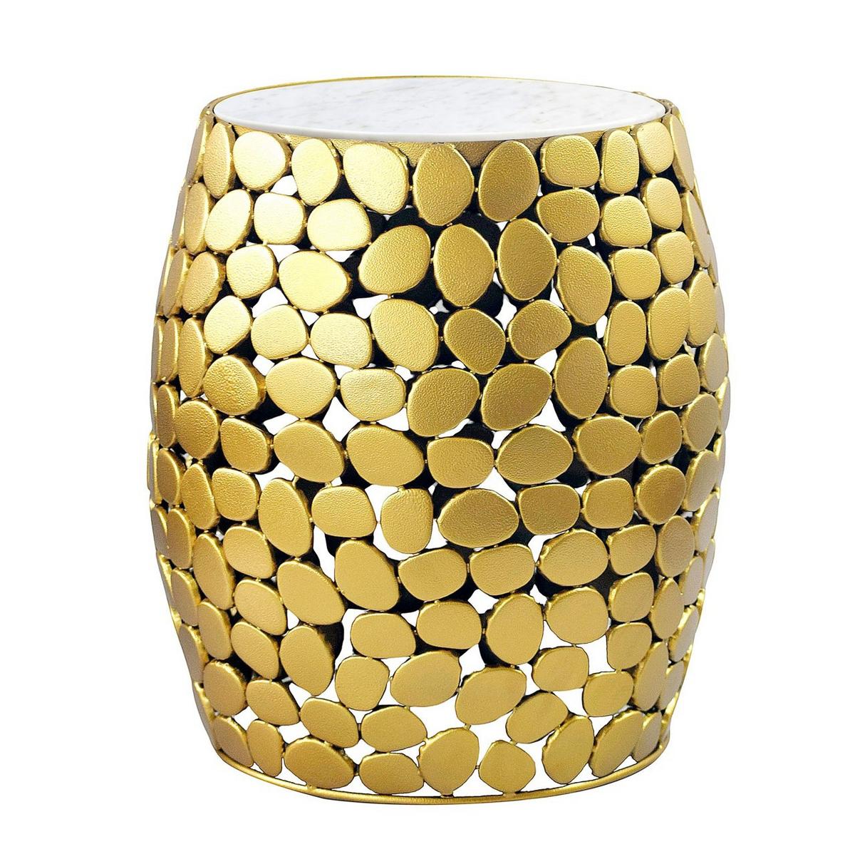 BEISTELLTISCH WL7.360 - Goldfarben, Design, Stein/Metall (40/46/40cm) - Livetastic
