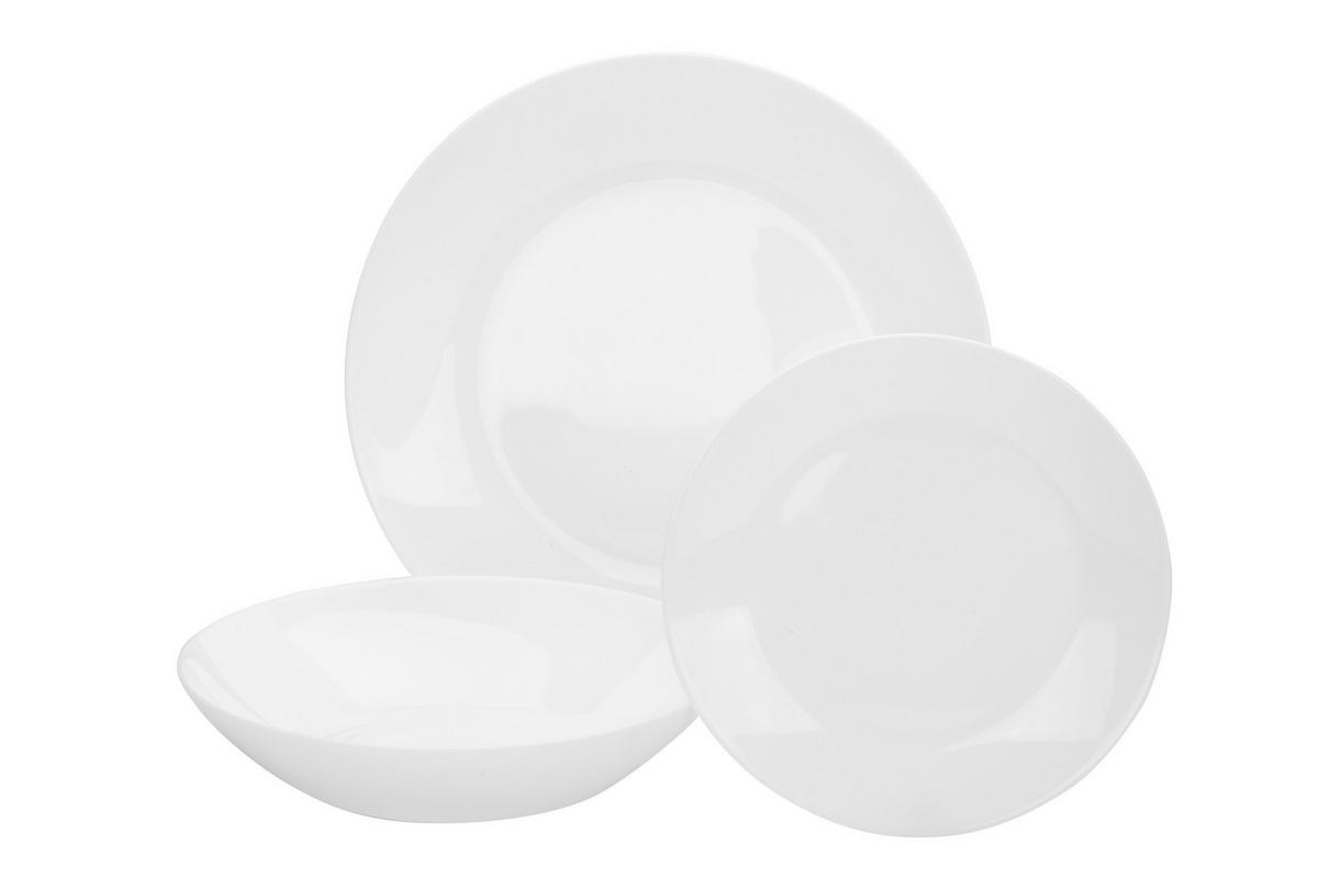 Tafelservice Brigitte in Weiss, 12-teilig - Weiss, Konventionell, Glas - Based