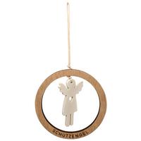 Dekohänger Kylie Naturfarben/Weiß - Weiss/Naturfarben, Konventionell, Keramik/Holzwerkstoff (9,5/9,5/0,5cm) - Mömax