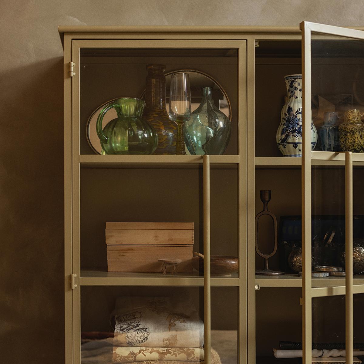 Vitrine Exhibit Khaki - Khaki, Design, Glas/Metall (99/170/44cm) - Livetastic