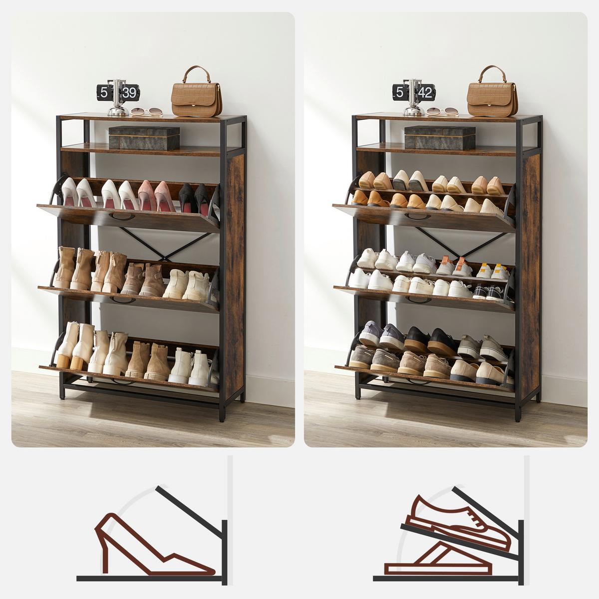 SCHUHKIPPER SHOE CABINET - Schwarz/Braun, MODERN, Holzwerkstoff/Metall (80/131/30cm) - MID.YOU