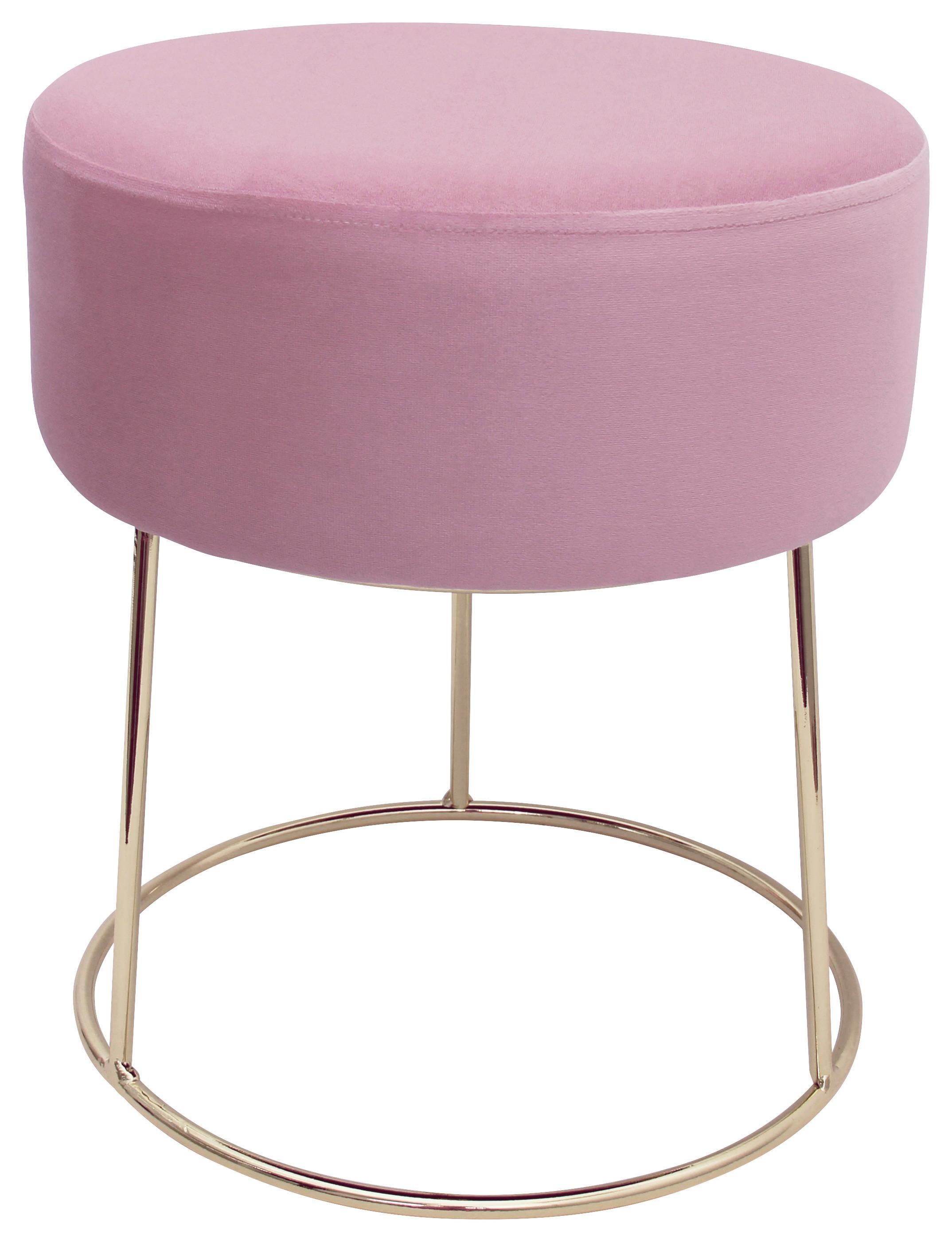 Hocker Marilyn Rosa Samt - Goldfarben/Rosa, Design, Textil/Metall (35,5/40,5/35,5cm) - Echtwerk