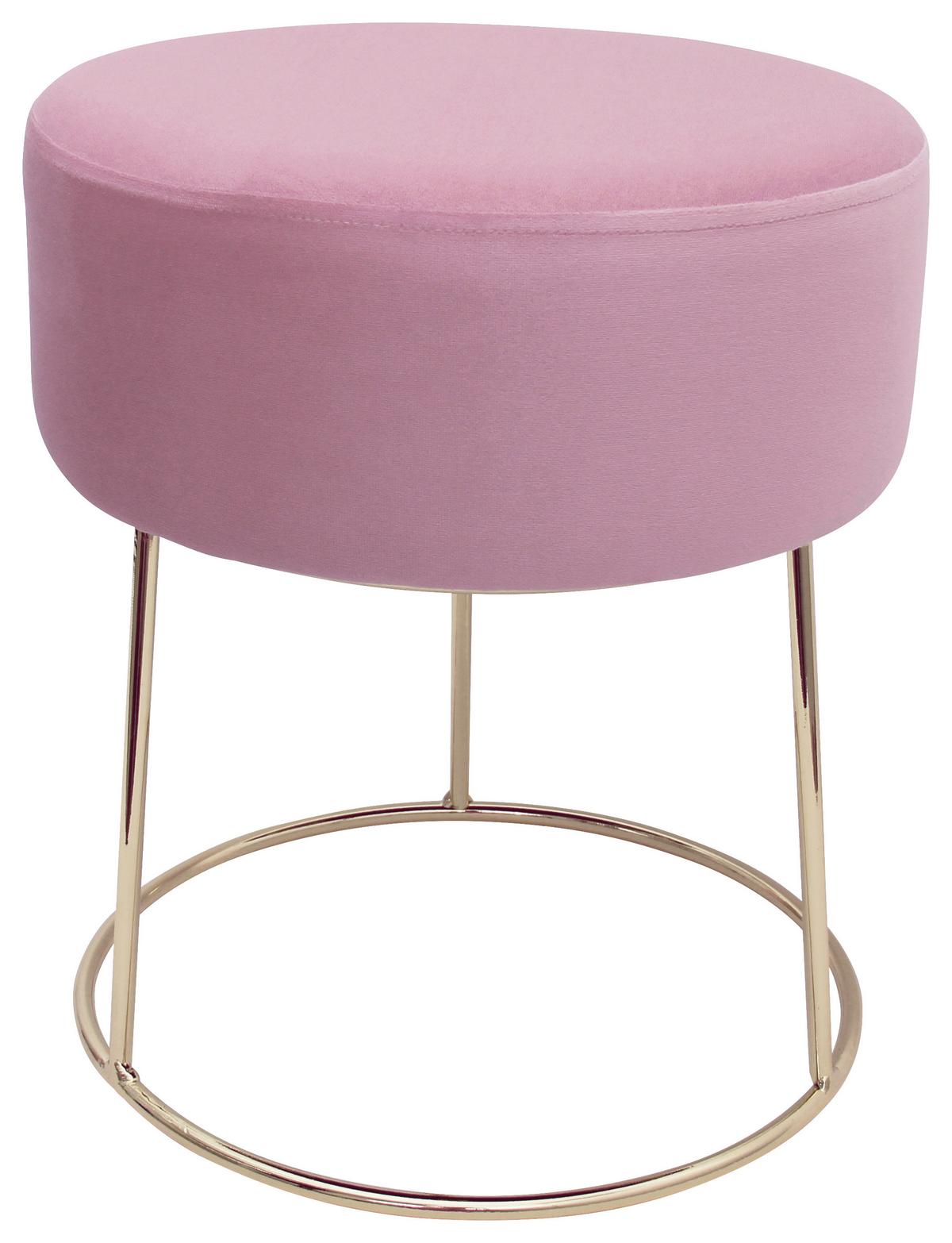Hocker Marilyn Rosa Samt - Goldfarben/Rosa, Design, Textil/Metall (35,5/40,5/35,5cm) - Echtwerk