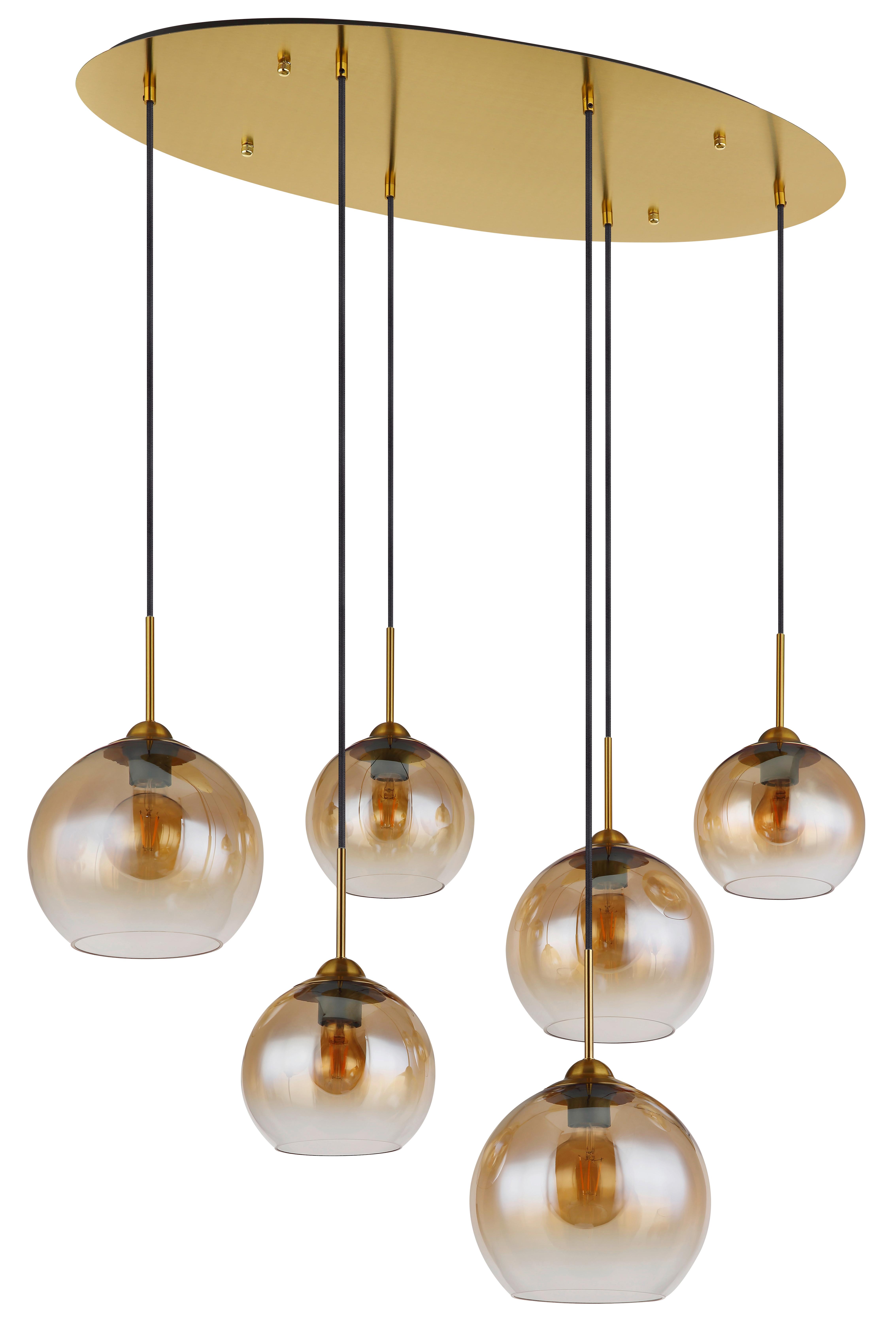 Viseča Svetilka Jamessa - prozorno/barve medenine, Design, kovina/steklo (97,5/40/150cm) - Globo