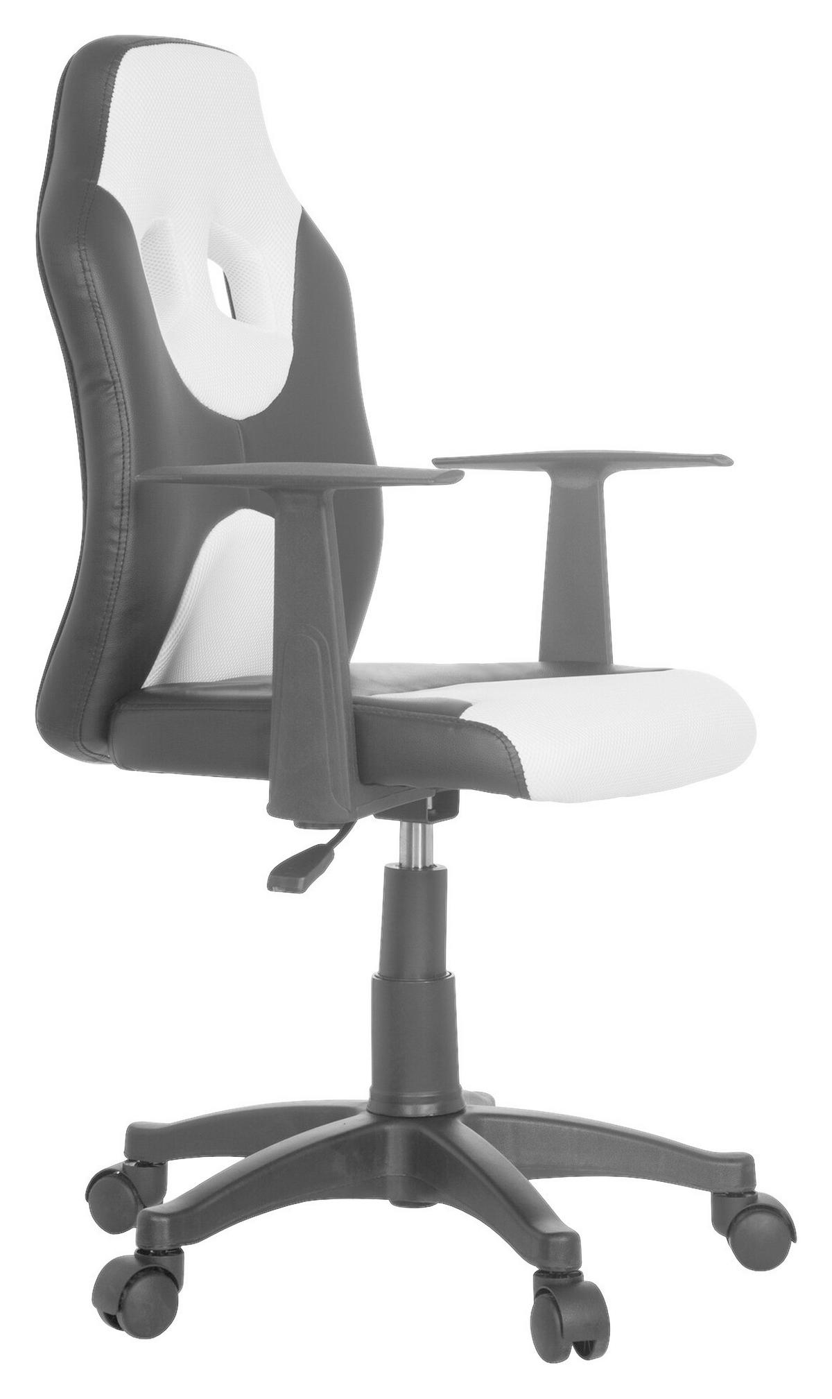 Jugenddrehstuhl Kid Racer ca.54x90-100x48cm Weiß,Schwarz - Schwarz/Weiß, Basics, Kunststoff (54/90-100/48cm) - MID.YOU