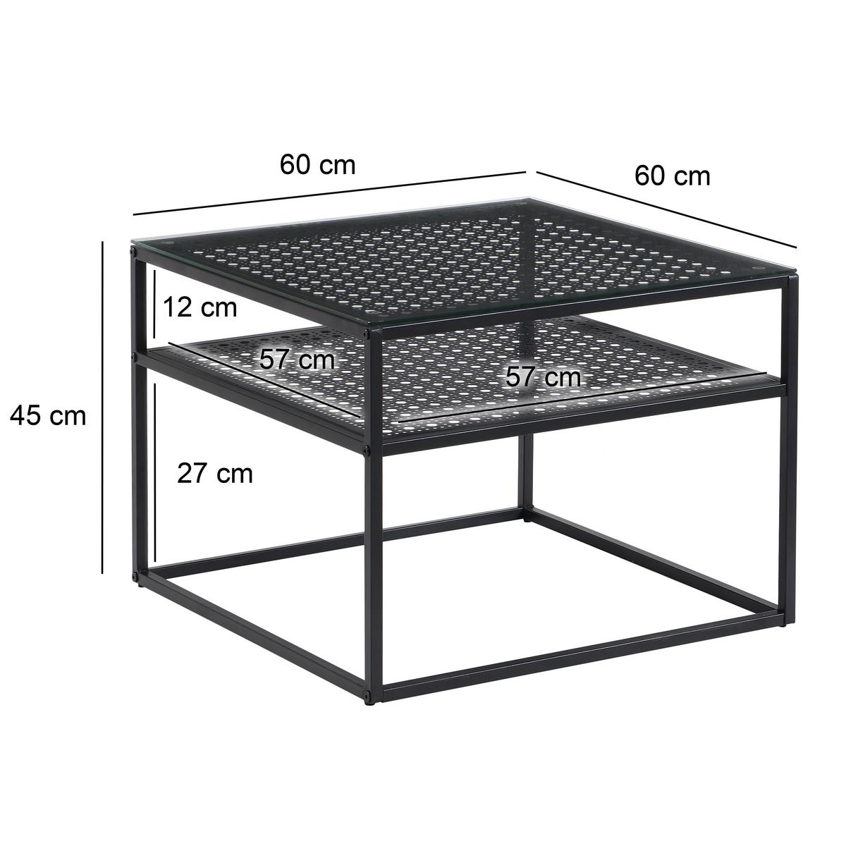 Couchtisch Wl7.325 - Schwarz, Design, Glas/Metall (60/60/45cm) - MID.YOU