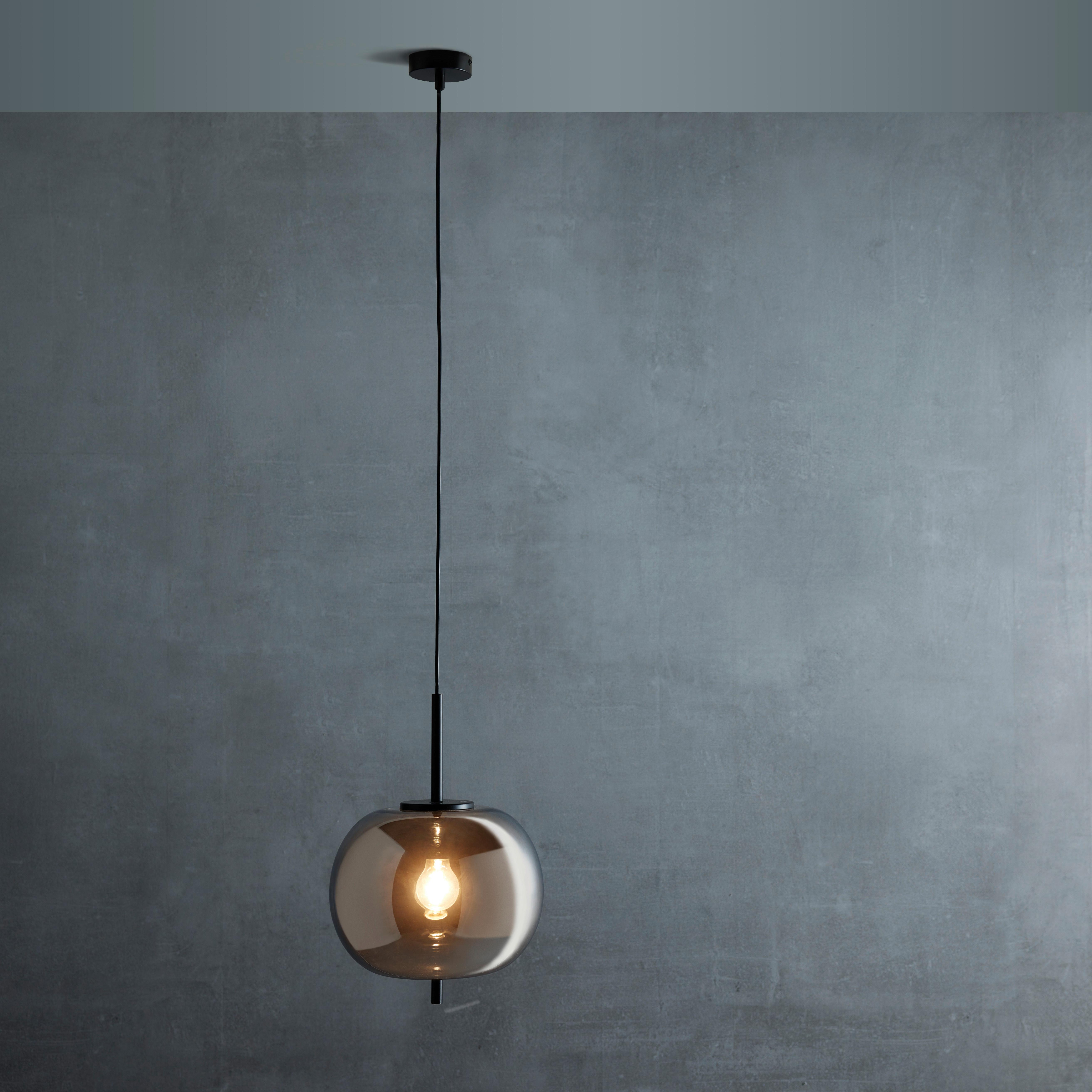 Hängeleuchte Jeanette in Schwarz max. 60 Watt - Schwarz, MODERN, Glas/Metall (30/120cm) - Premium Living