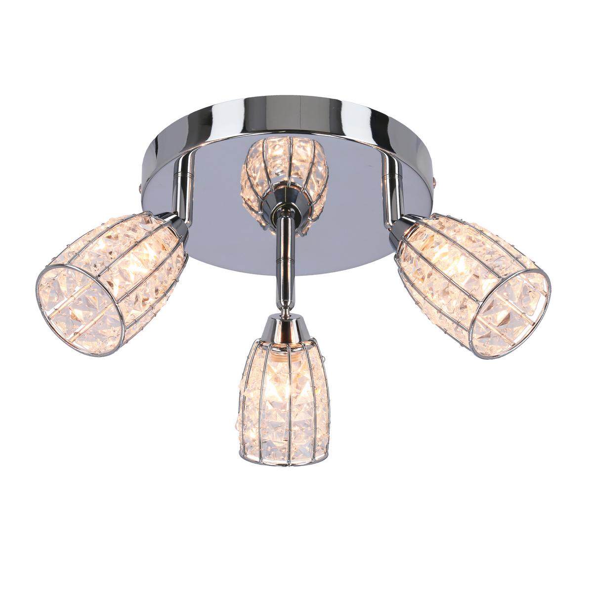 Stropna Svjetiljka Shiba - boje kroma/prozirno, Design, staklo/metal (30/30/16cm)