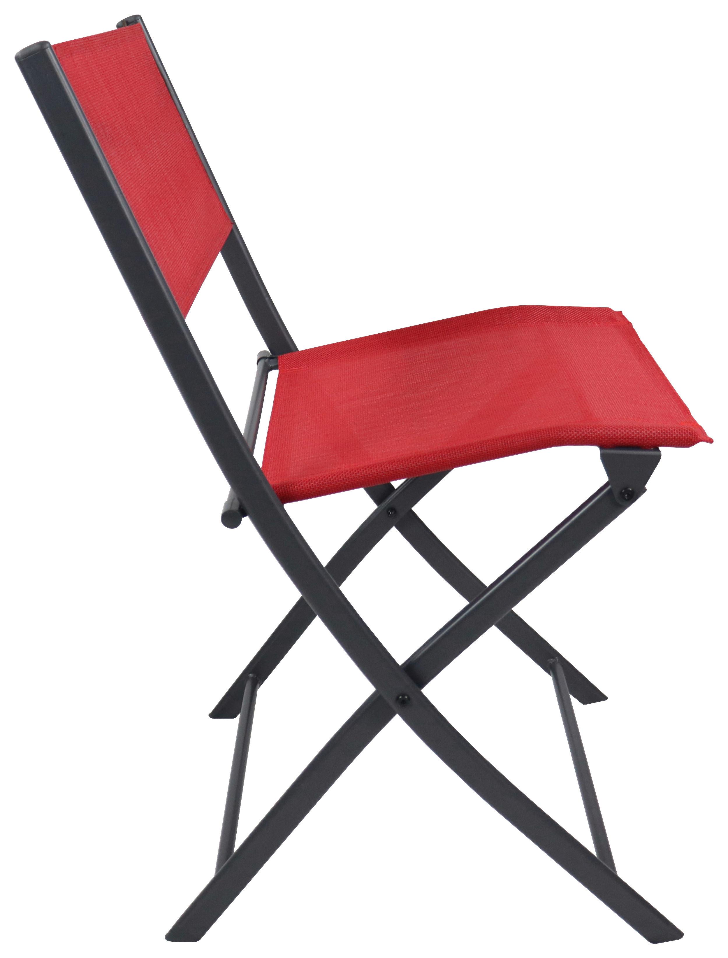 GARTENSTUHL-SET SUMILA - Rot/Schwarz, Modern, Textil/Metall (45/79/46cm) - Ambia Garden