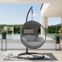 Hängesessel Mira Hellgrau Outdoorstoff/Metall/Kunststoff - Hellgrau, MODERN, Kunststoff/Textil (107/196/120cm) - Bessagi Garden