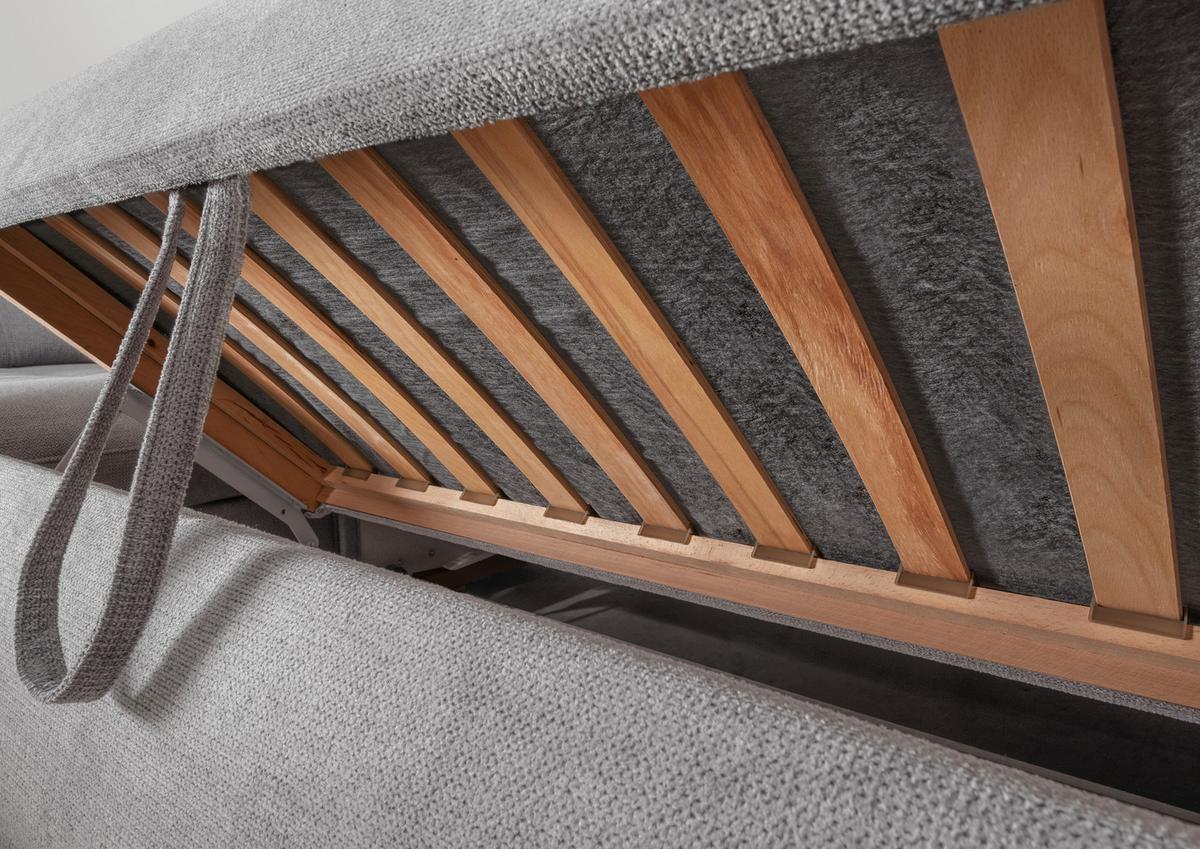 Wohnlandschaft Rigatti Silber Chenille mit Bettkasten - Silberfarben/Schwarz, MODERN, Textil/Metall (252/387/184cm) - Livetastic