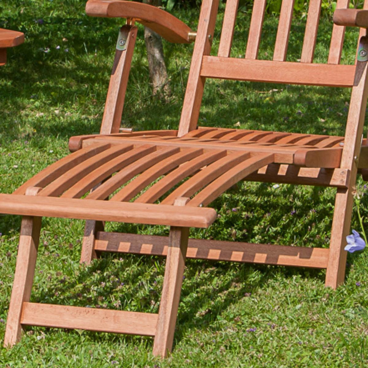 Garten-Relaxliege Deckchair aus Eukalyptus Natur - Naturfarben, KONVENTIONELL, Holz (58/92/144cm) - Gardenson