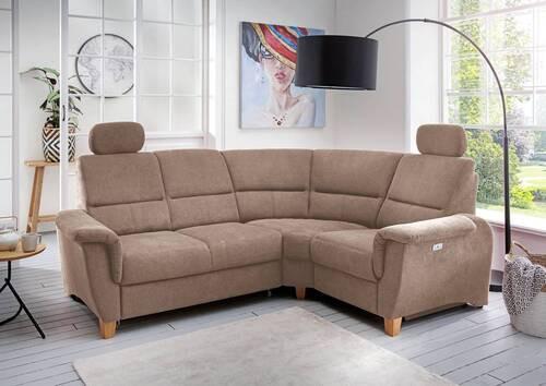 Wohnlandschaft Parole Hellbraun Struktur - Hellbraun/Wildeiche, KONVENTIONELL, Holz/Textil (237/186cm) - Livetastic