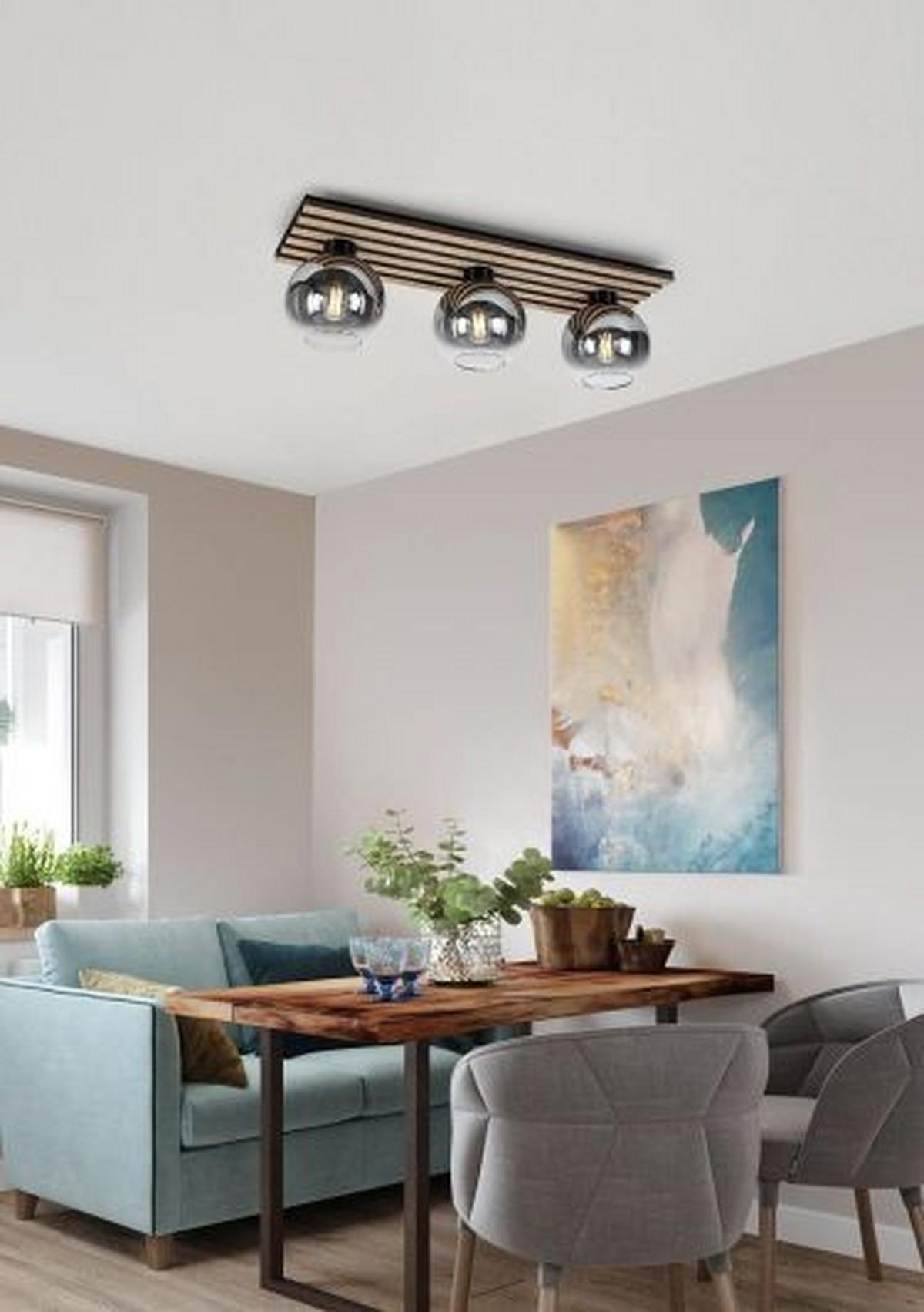 LAMPA SUFITOWA KENTUCKY *SBN* - kolor dębowy/czarny, Basics, materiał drewnopochodny/tworzywo sztuczne (75/23/23cm) - Novel