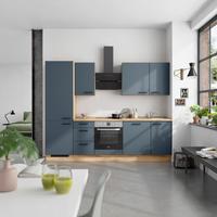 Küchenblock Easytouch High m. Geräten Dunkelblau - Eichefarben/Schwarz, MODERN, Holzwerkstoff/Metall (270cm) - Nobilia