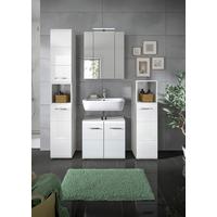 Badezimmer Ice 4-tlg. ca. 120 cm Weiß - Weiß Hochglanz/Silberfarben, MODERN, Holzwerkstoff/Kunststoff (120cm) - MID.YOU