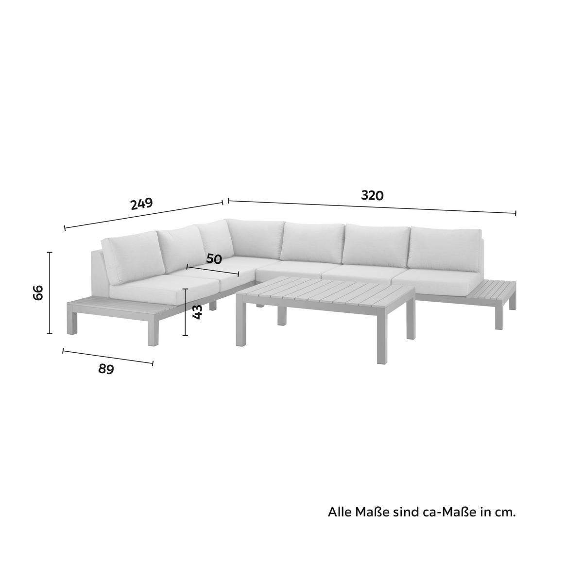 Kerti Garnitúra Gina - szürke, Modern, műanyag/textil (320/66/89cm) - Bessagi Garden