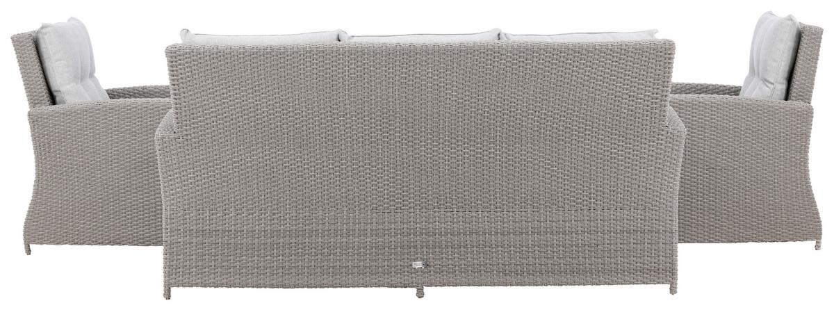 Dining-Loungeset Brentwood Grau, Kunststoffgeflecht - Grau, KONVENTIONELL, Glas/Kunststoff - Gardenson