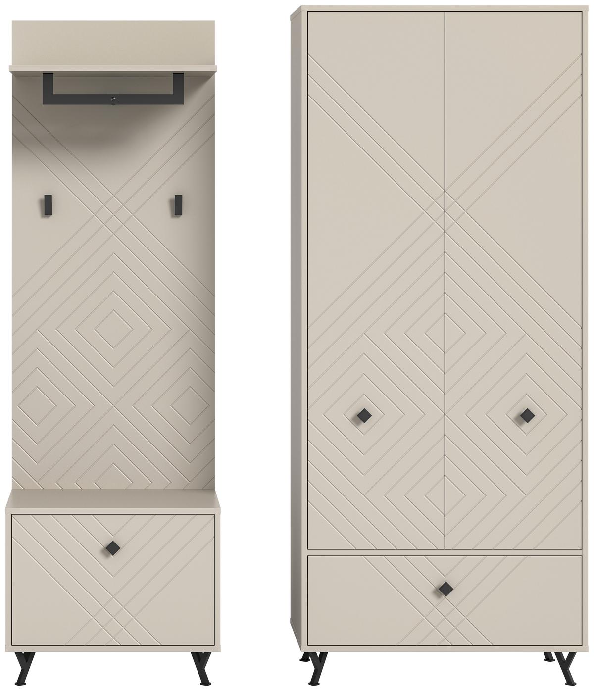 Garderobe Notes 3-tlg. ca. 195x190 cm Sandbeige - Design, Holzwerkstoff (195/190/35cm) - MID.YOU