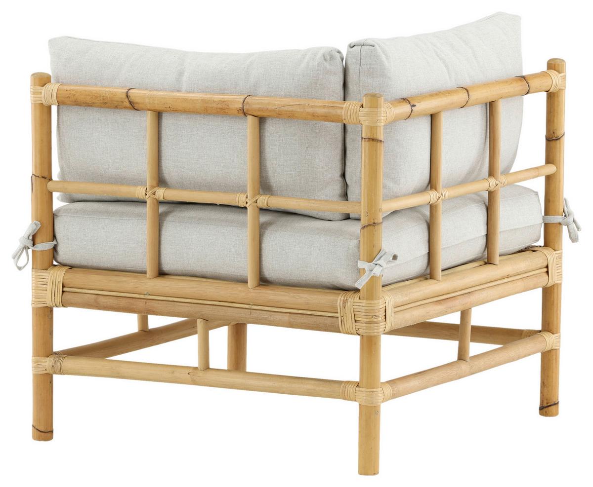 Loungeeckteil Cane Bambus Rattan ca. 75x70 cm - Hellbraun, KONVENTIONELL, Holz/Textil (75/70/74cm) - Gardenson