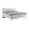 Boxspringbett Queen in Ecru ca. 180x200cm - Ecru/Chromfarben, KONVENTIONELL, Textil (180/200cm) - Premium Living