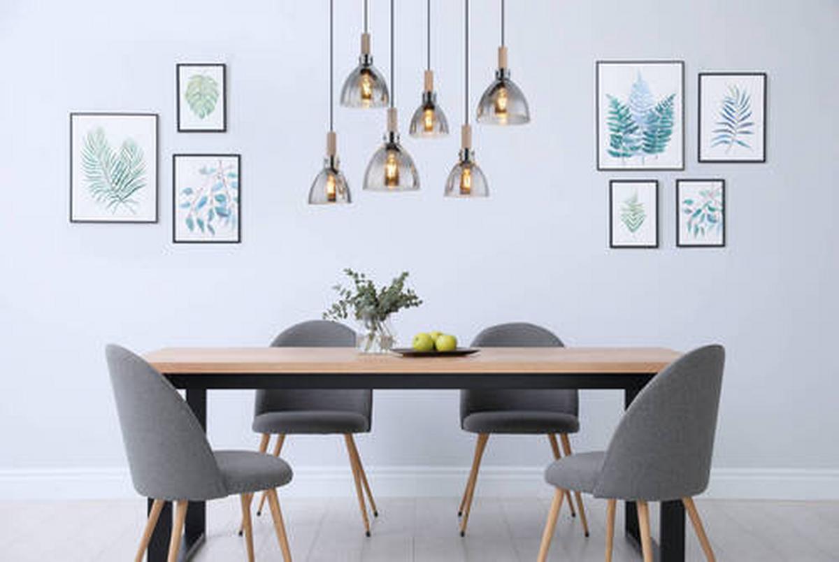 Hängeleuchte Mattea Schwarz max. 6 Watt - Schwarz, Design, Glas/Holzwerkstoff (80/30/120cm) - Globo