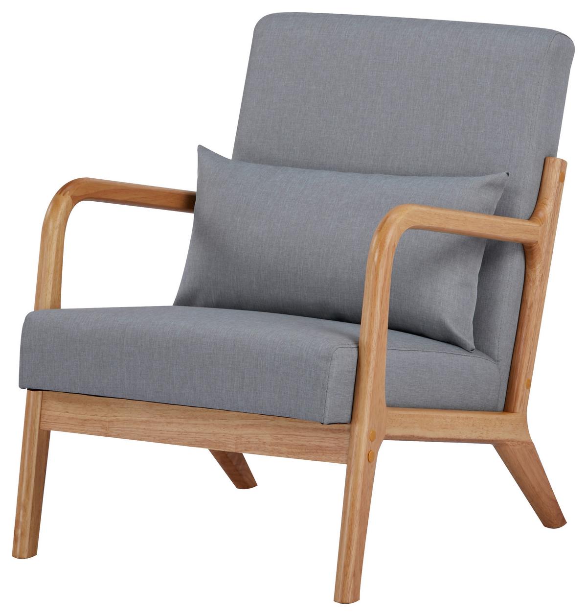 FOTEL JEAN - kolor naturalny/szary, Modern, tkanina/drewno (73/76/60cm) - Livetastic