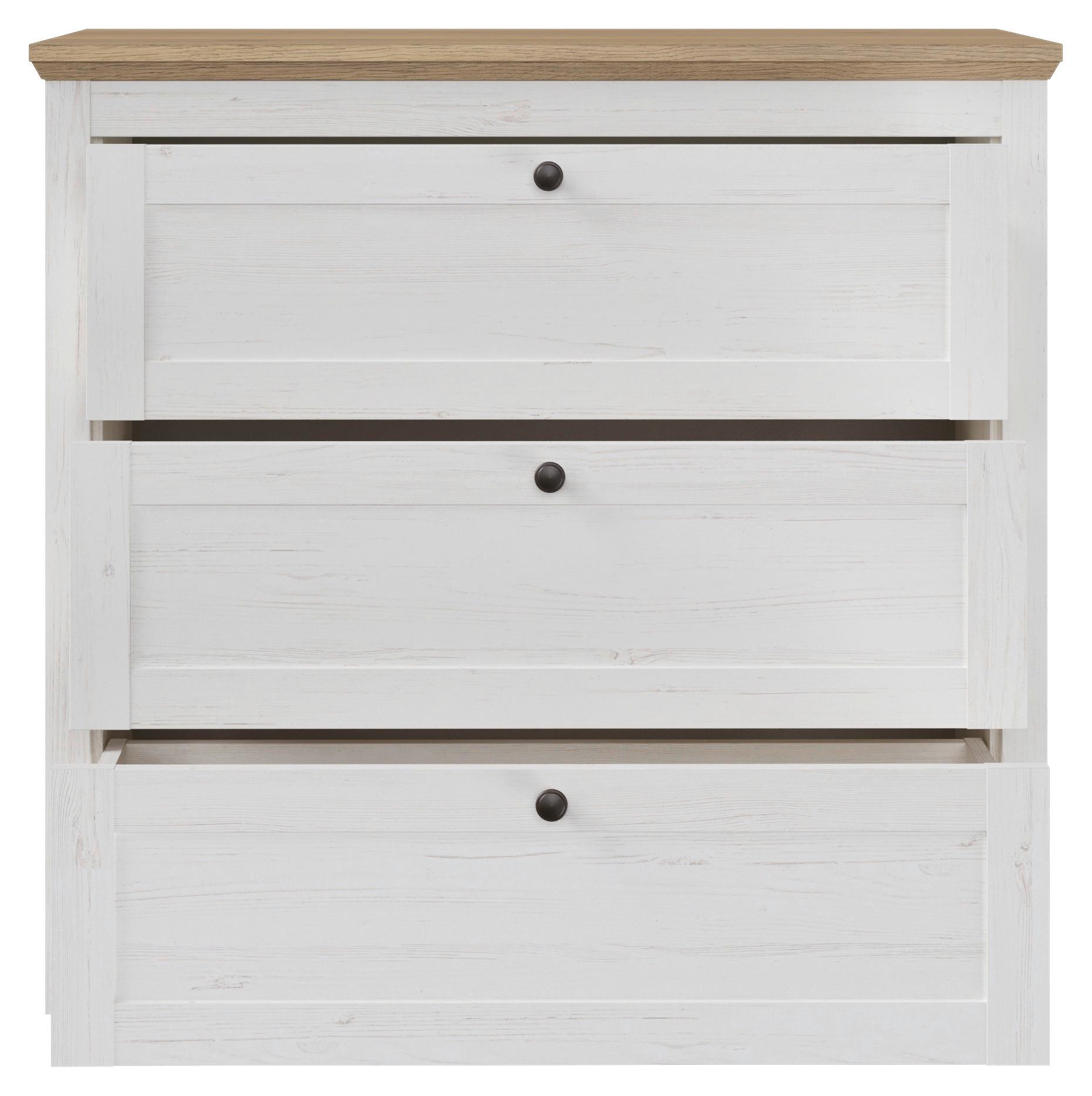 BYRÅ KORSIKA -EXKLUSIV- - svart/ekfärgad, Romantik / Lanthus, metall/trämaterial (89,9/85,1/42,9cm) - Mömax