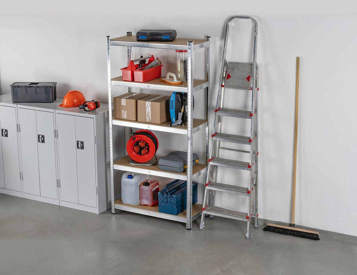 Schwerlastregal Easymaxx Silberfarben/Hellbraun - Hellbraun/Silberfarben, KONVENTIONELL, Holzwerkstoff/Kunststoff (40/90/180cm)
