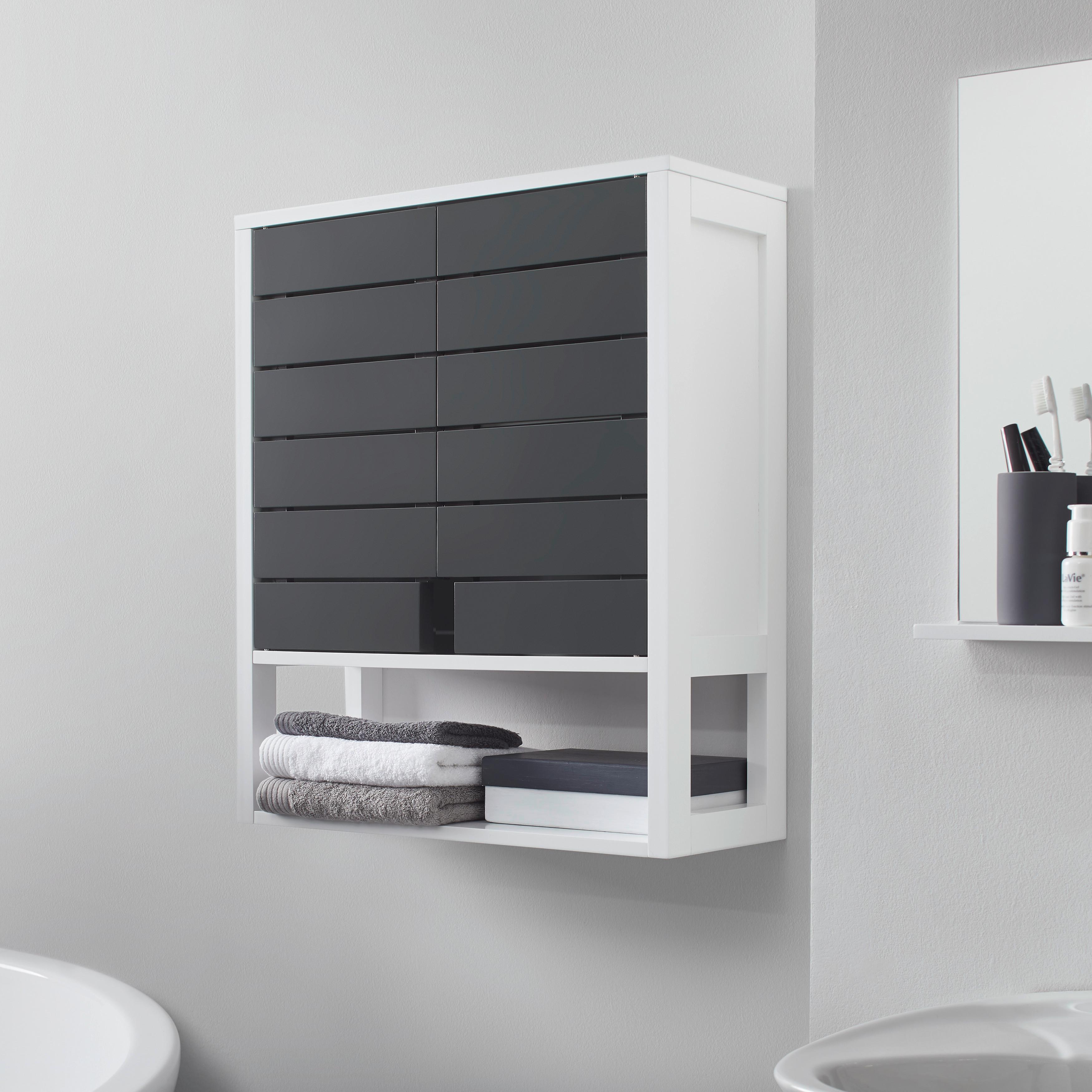 Faliszekrény Tia - fehér/szürke, Modern (60/70/23cm) - Bessagi Home