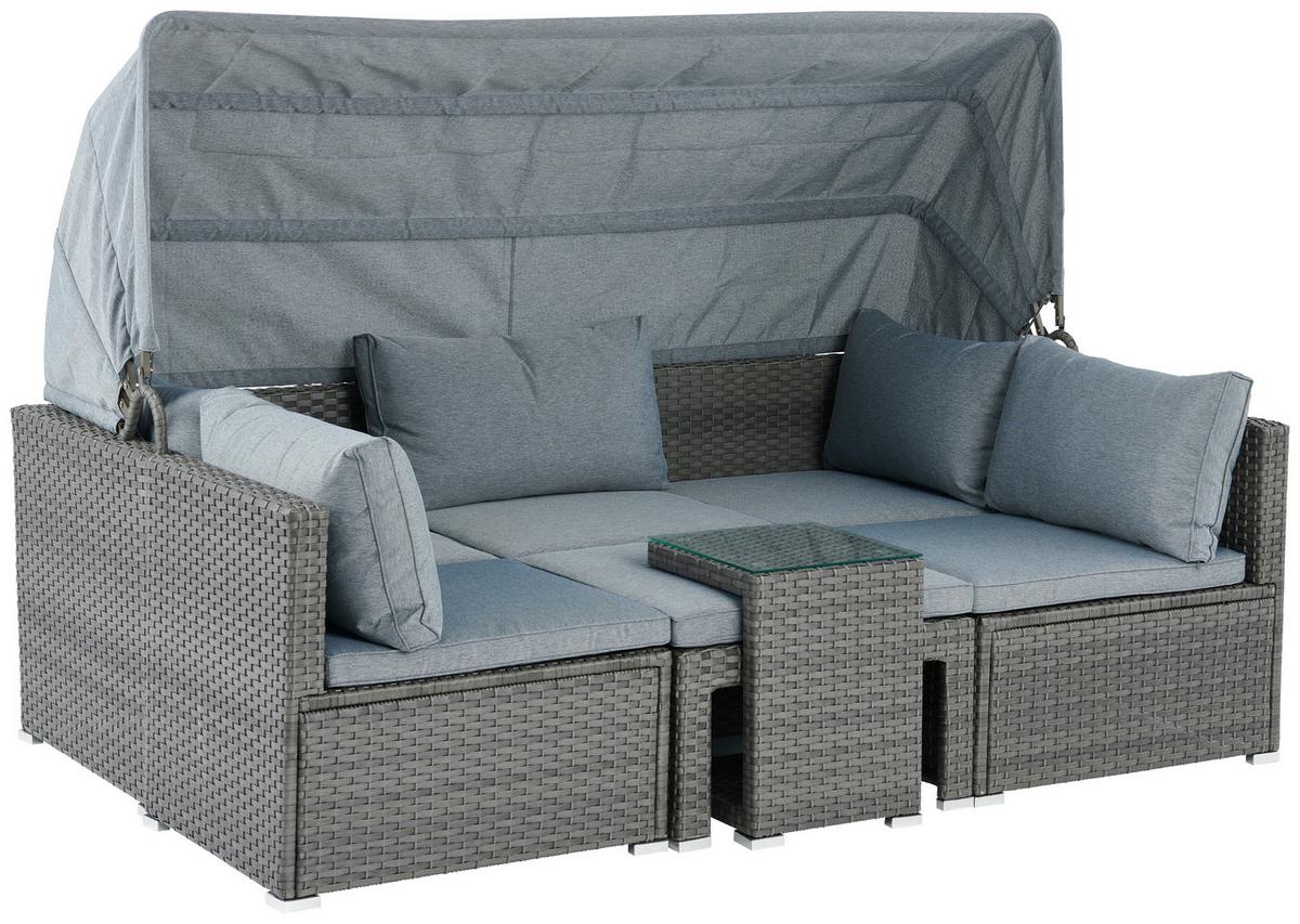 Lounge Garnitura Almeria, Siva, 5-Delni Set - siva, Moderno, kovina/umetna masa