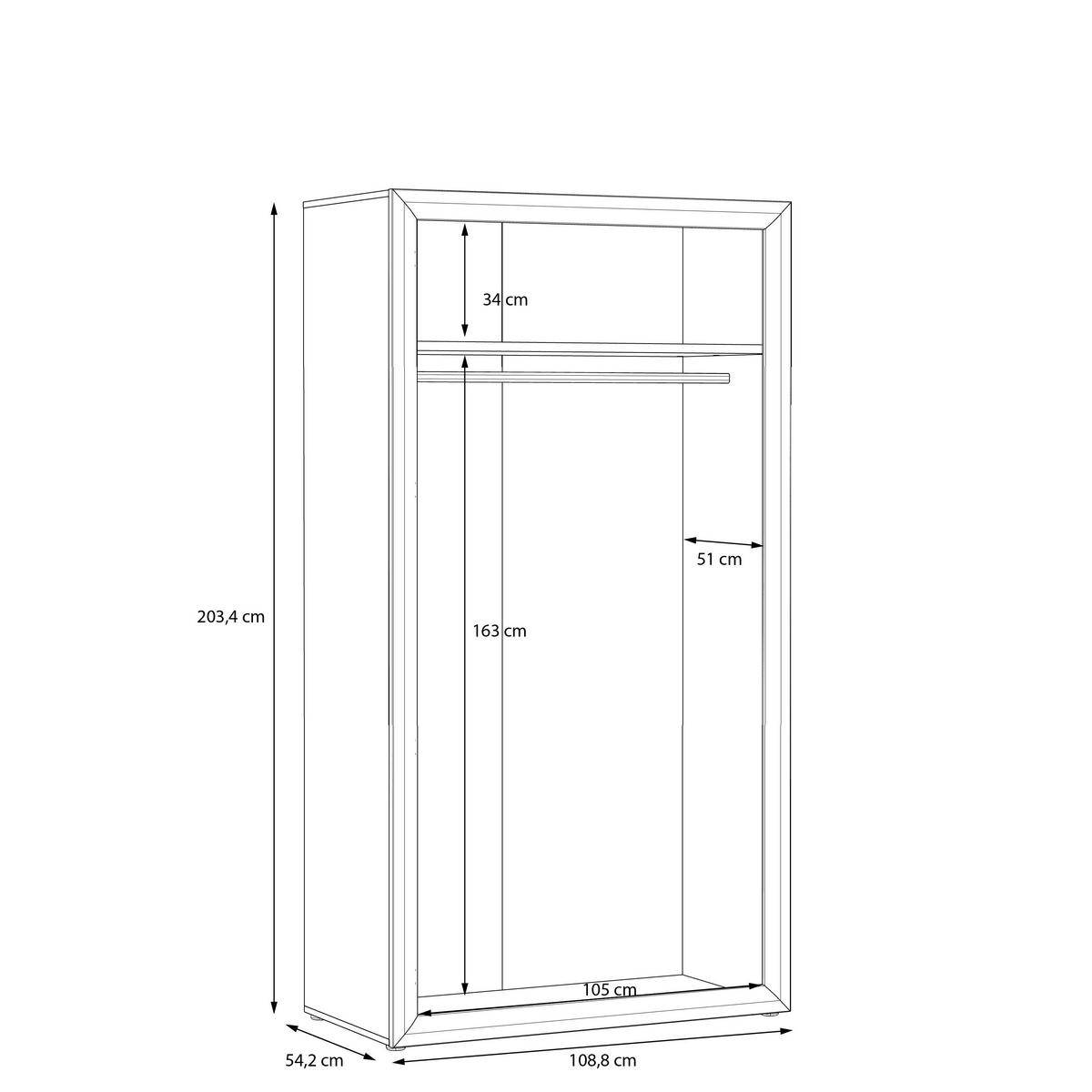 Dulap de haine Tiziano - bej/culoare lemn stejar, Modern, plastic/metal (108,8/203,4/54,2cm) - Modern Living